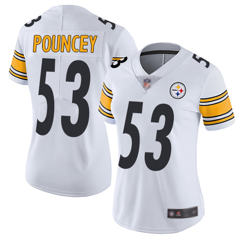 Women Pittsburgh Steelers Football 53 Limited White Maurkice Pouncey Road Vapor Untouchable Nike NFL Jersey